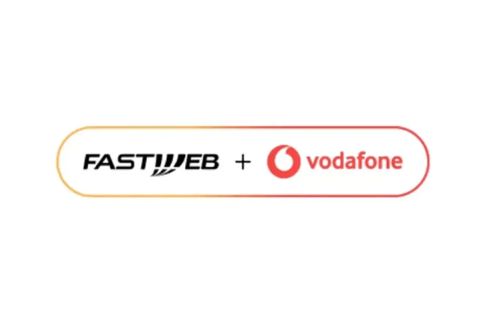Un logo per fastweb e vodafone su sfondo bianco.
