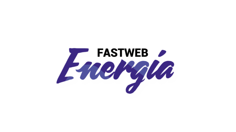 Un logo viola per fastweb energia su sfondo bianco
