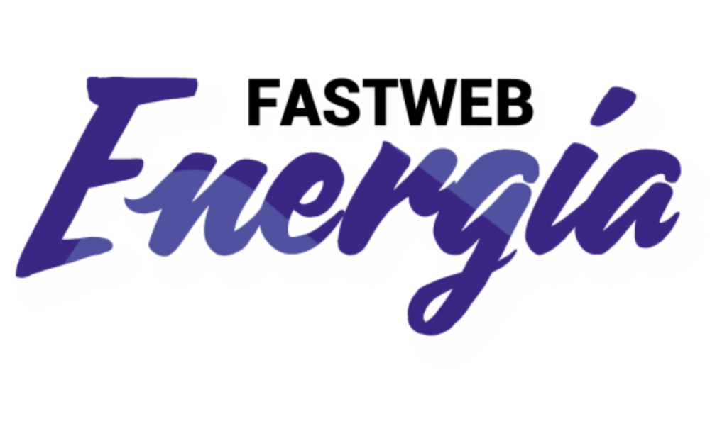 Un logo viola per fastweb energia su sfondo bianco