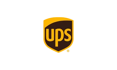 Il logo UPS è su sfondo bianco