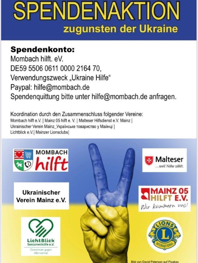 A poster that says spendenaktion zugunsten der ukraine