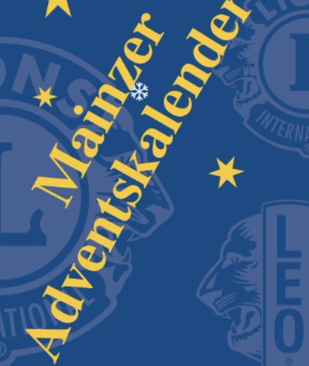 Ein blauer Hintergrund mit den Worten Mainzer Adventskalender darauf