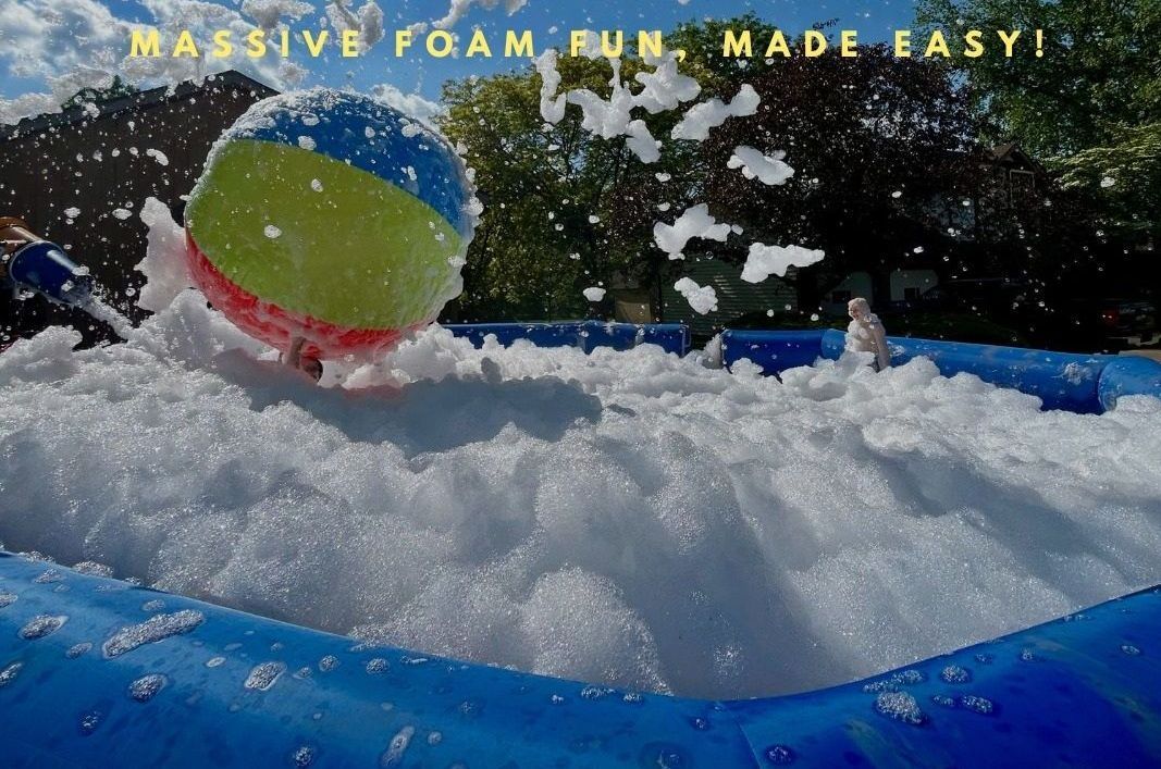 A ball is floating in a pool of foam.