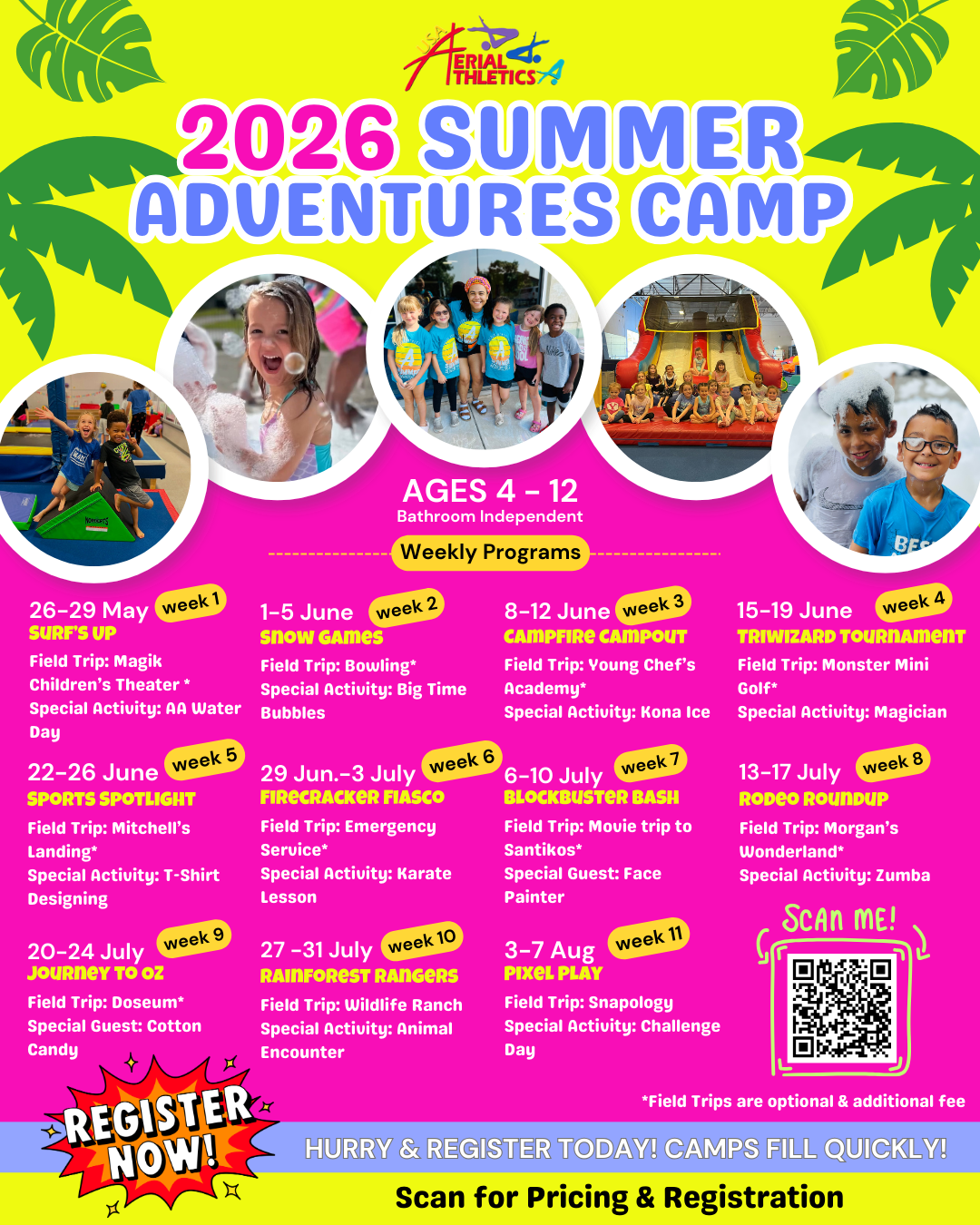 A flyer for the 2026 summer adventures camp