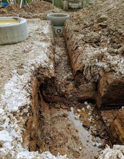 Small trench dug into a footpath