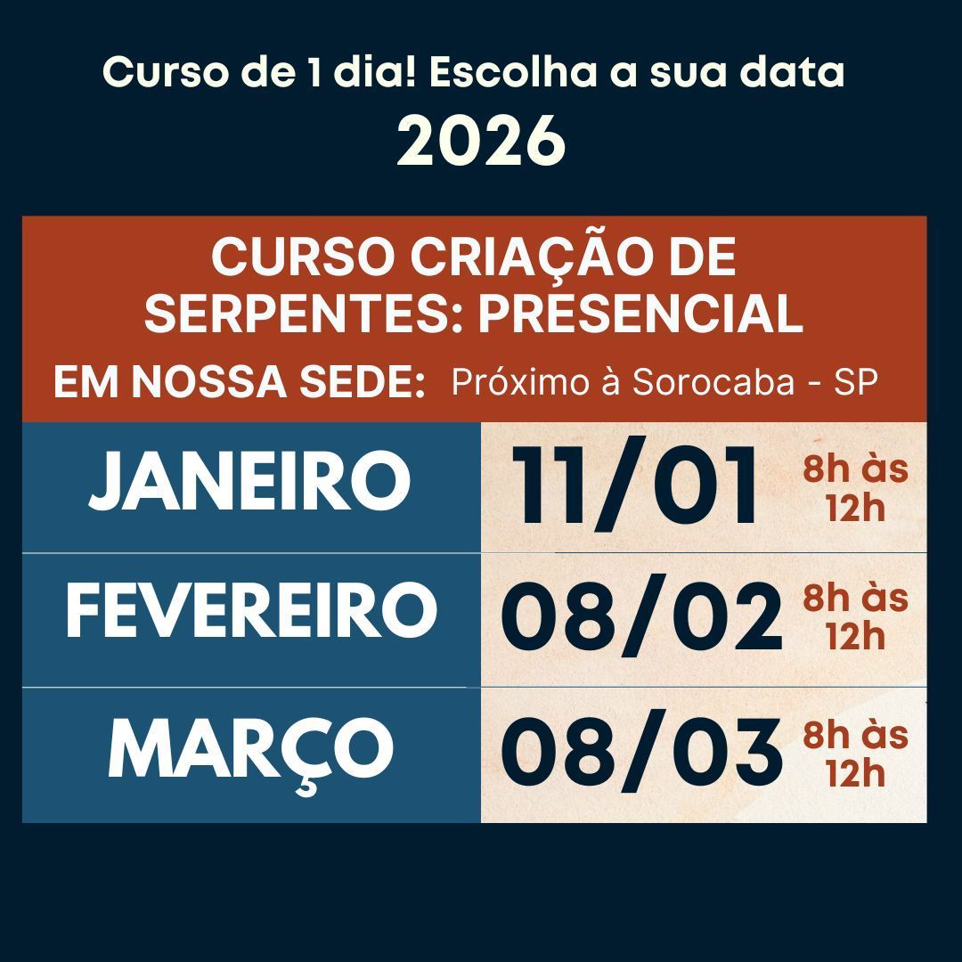 Calendário de curso de criação de serpentes