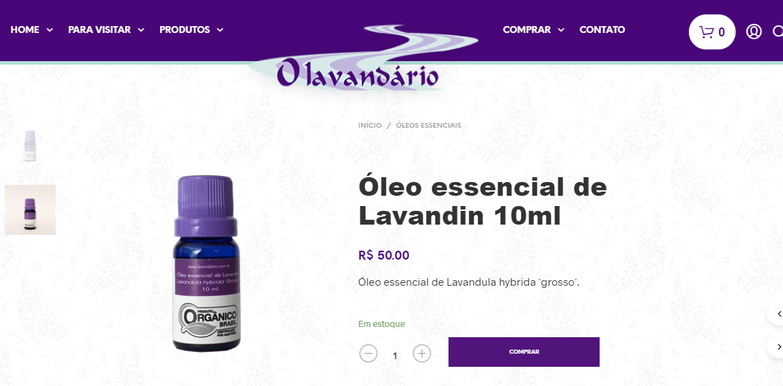 Empresa vendem óleo essencial de lavanda por R$50,00