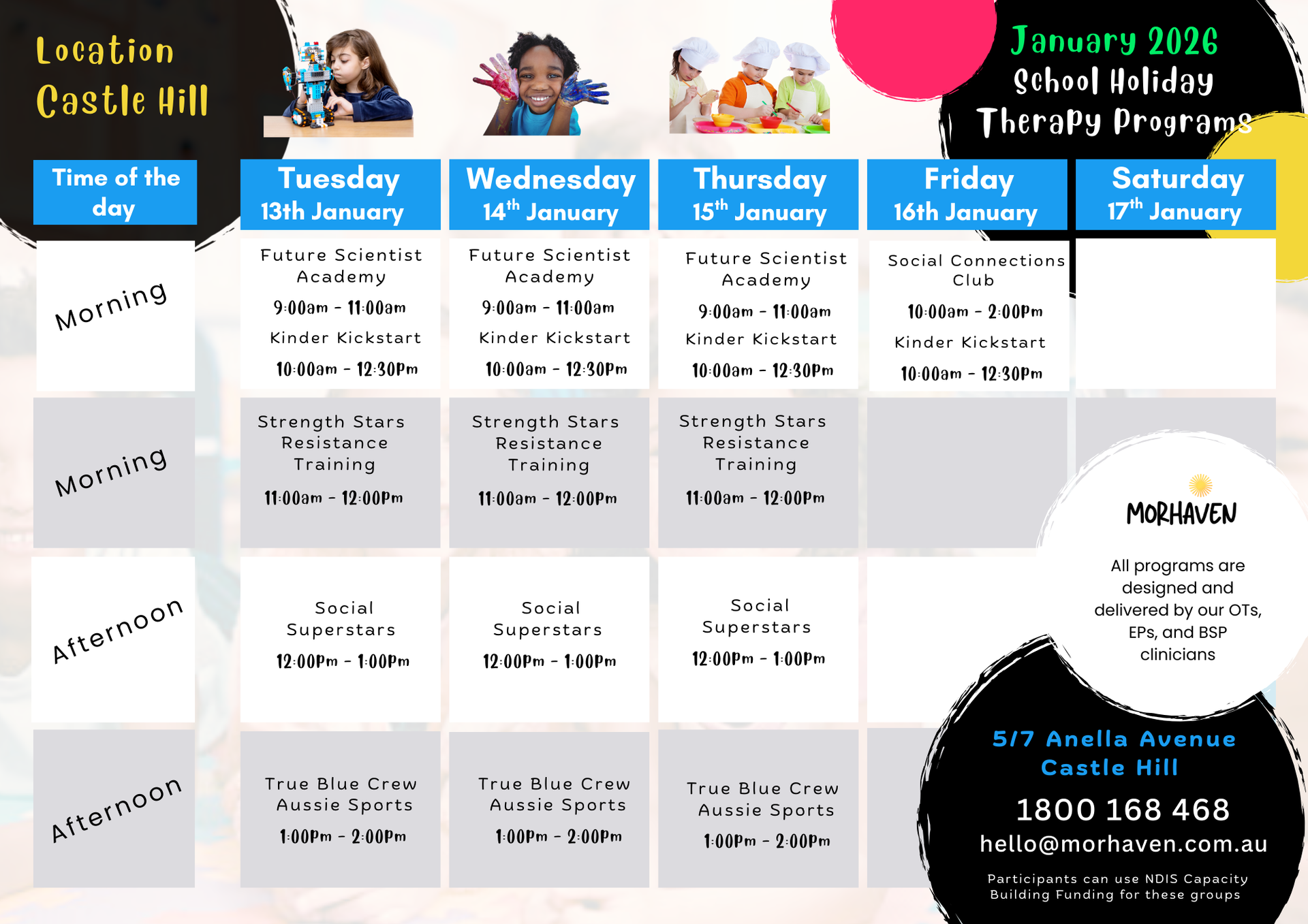 Morhaven Upcoming Event Calendar