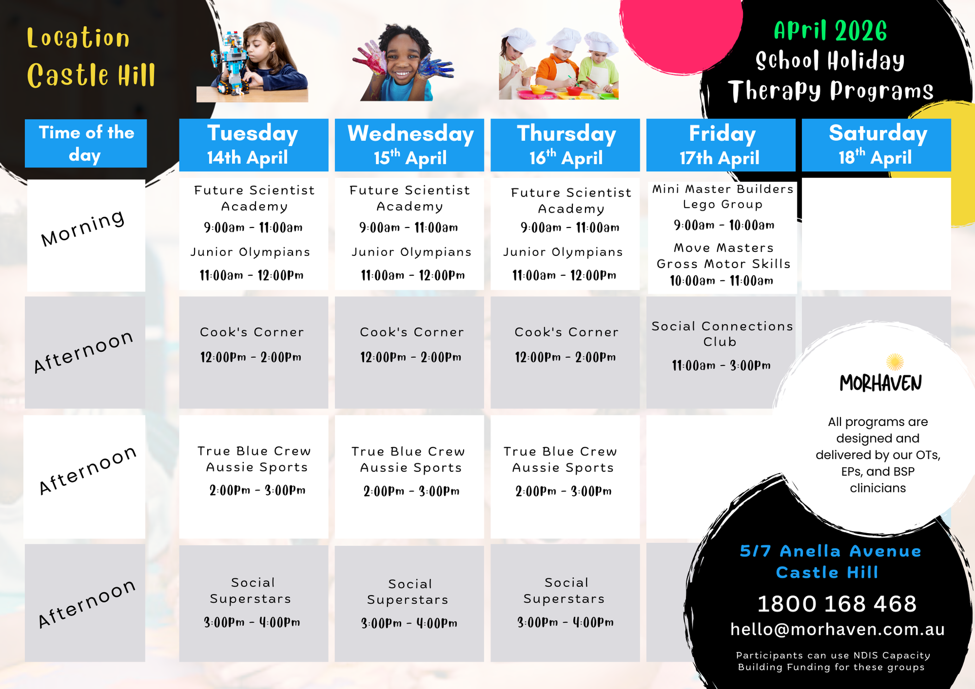 Morhaven Upcoming Event Calendar