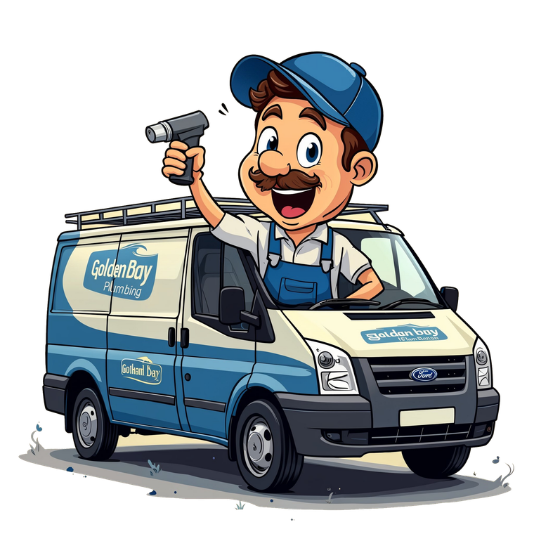 golden bay plumbing cartoon vector 
