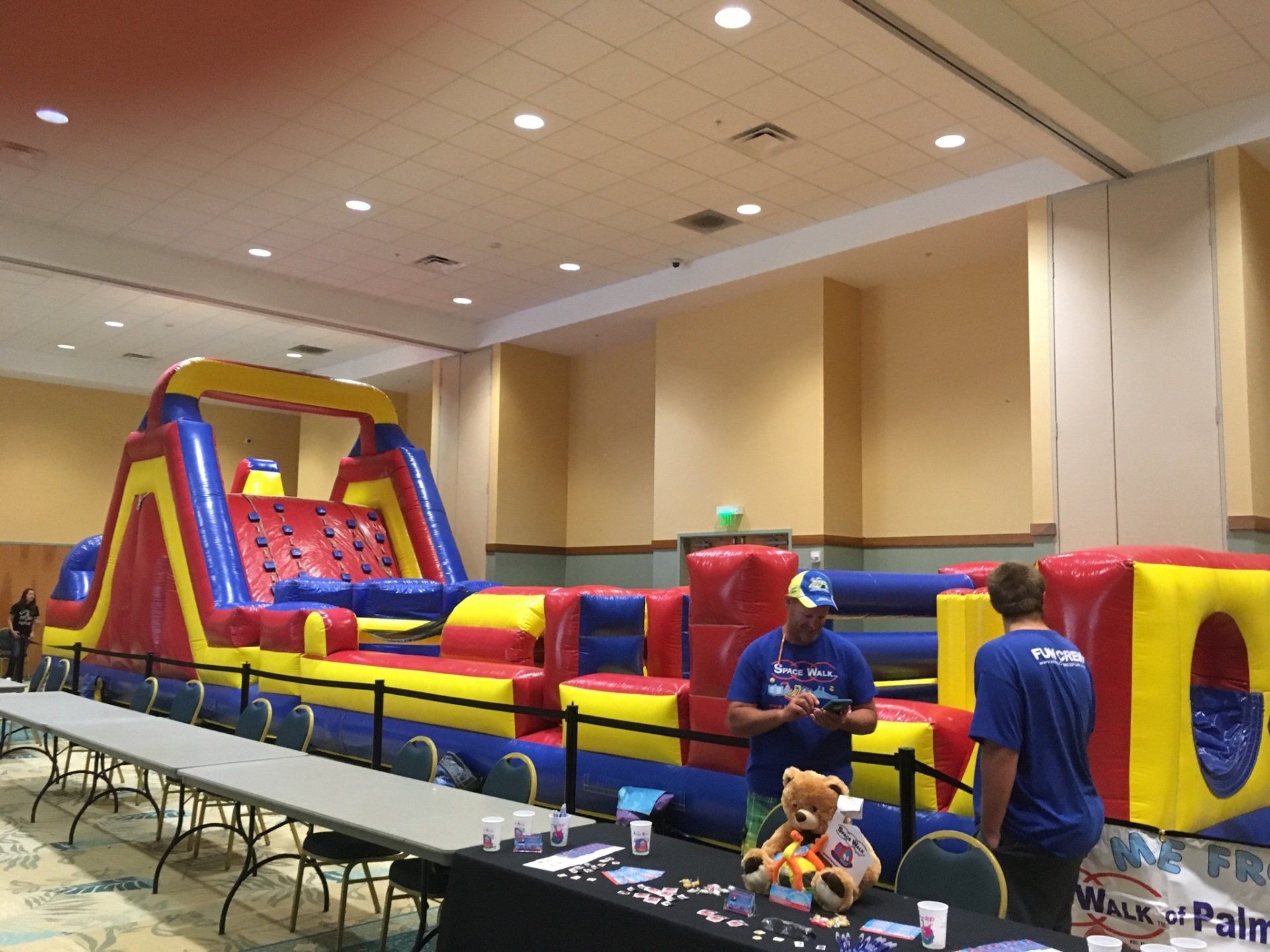 75 foot inflatable obstacle course inside the Buddy Bear® den