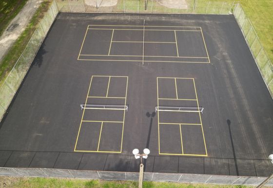 Check out the refurbished tennis court and new pickle ball courts