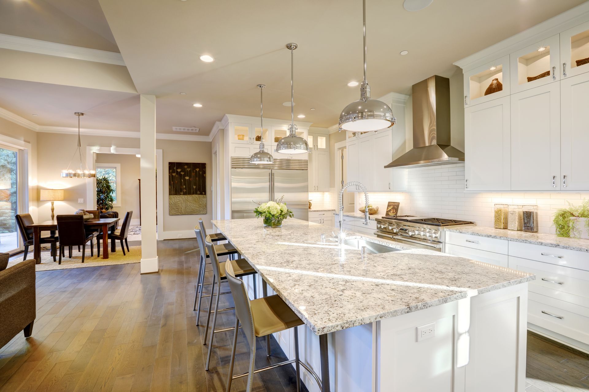 Elegant Kitchen With Marbled Countertop