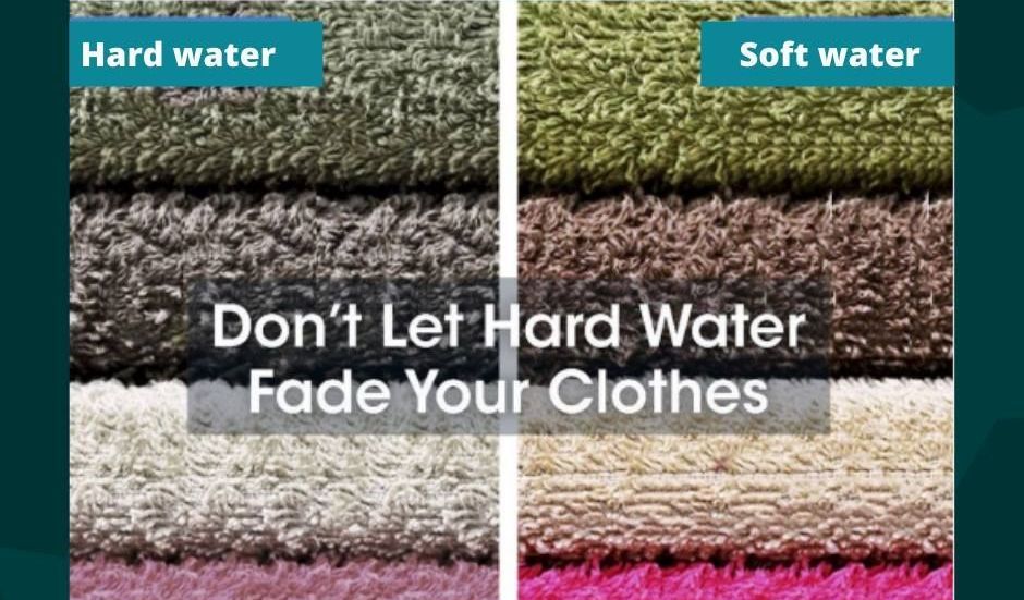 faded greying clothing because of hard water