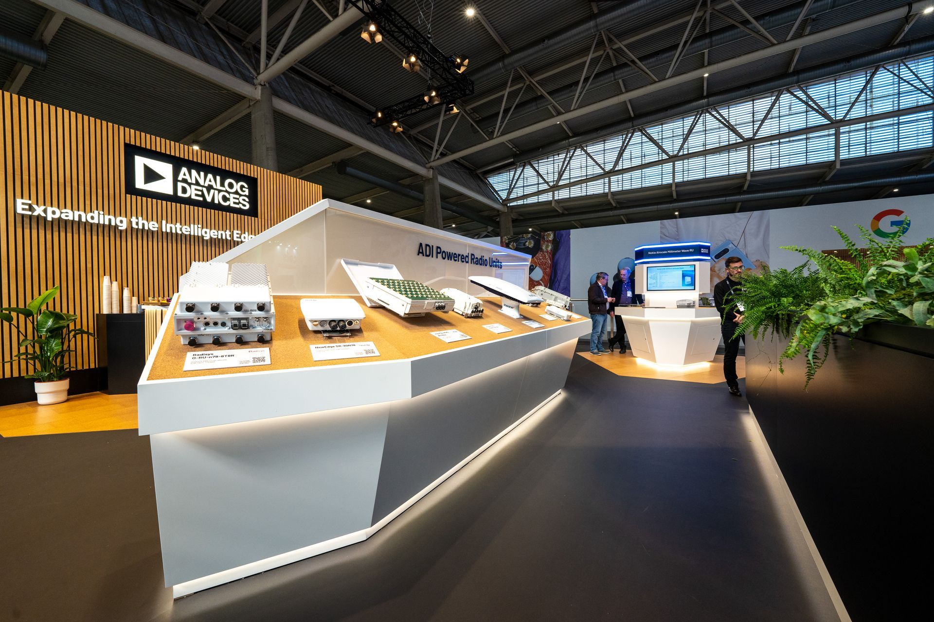 A photograph of the Analog Devices booth at MWC Barcelona