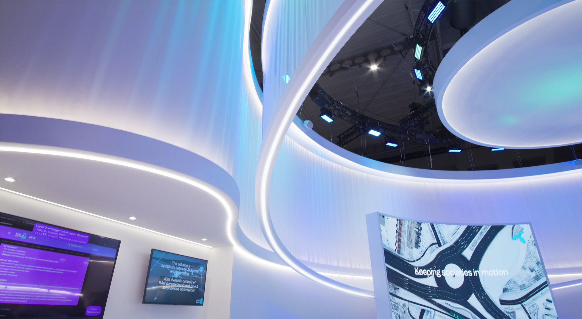 Close up view of the Telenor stand at MWC 2026