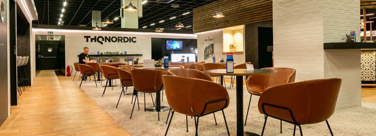 A photo of the hospitality area of a finished exhibition stand