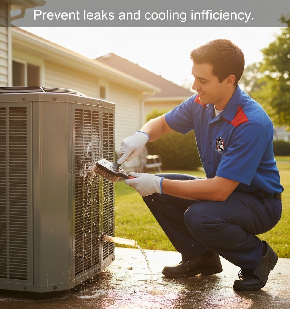 Electrician in yellow hard hat, overalls, black gloves works on electrical panel. Window in background.