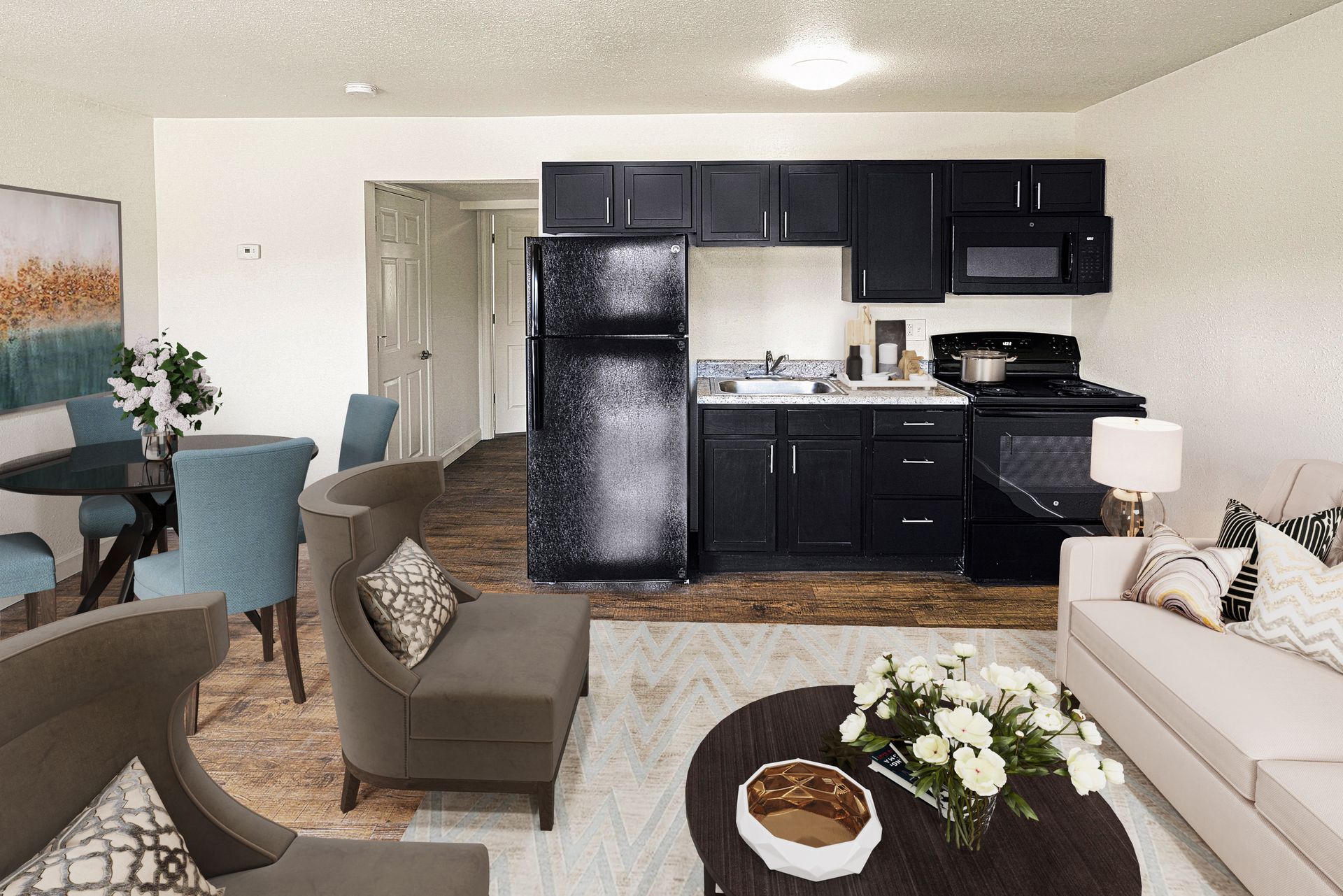 Updated kitchen with espresso cabinets