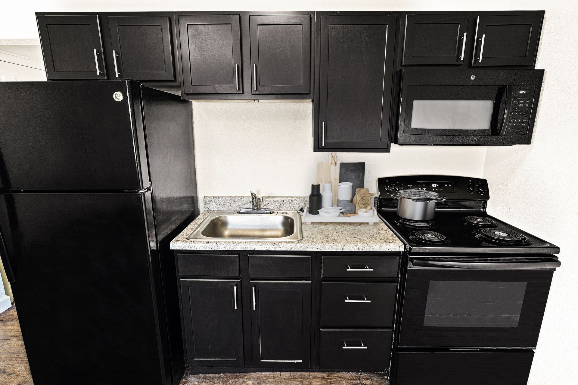 Updated kitchen with espresso cabinets