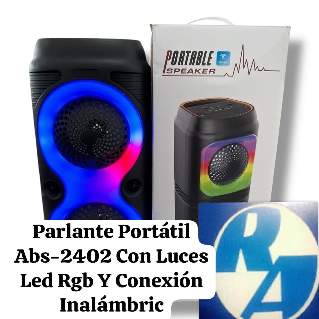 Portable speaker abs-2402 con luces led rgb y conexion inalambrico
