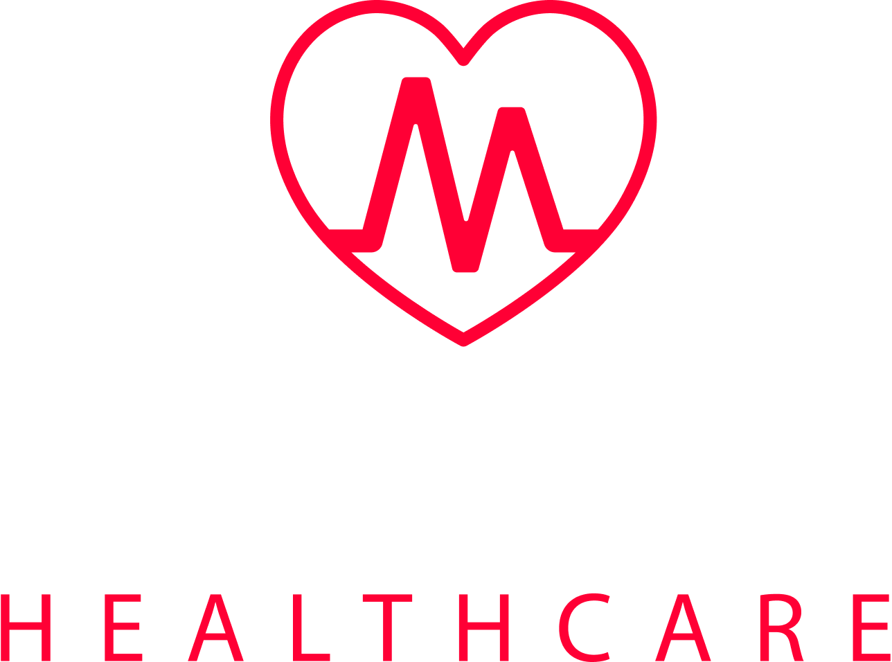 Red heart with a stylized heartbeat, above 