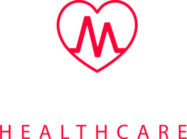 Red heart with a stylized heartbeat, above 