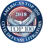 The logo for america's top 100 civil defense litigators for 2018.