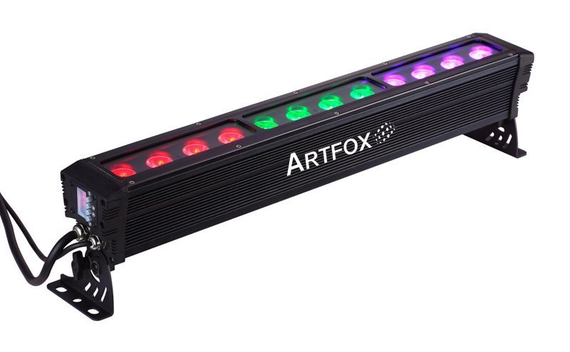 A black bar with a bunch of lights on it on a white background.