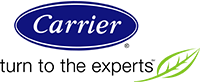 Carrier logo with a blue oval and green leaf. Text reads 