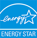 Energy Star logo: Blue with white text, a star, and an arch.