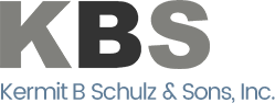 Logo for Kermit B Schulz & Sons, Inc.: "KBS" in gray and black letters, with company name below in teal.