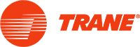Orange Trane logo with a circle and horizontal lines to the left of the word 