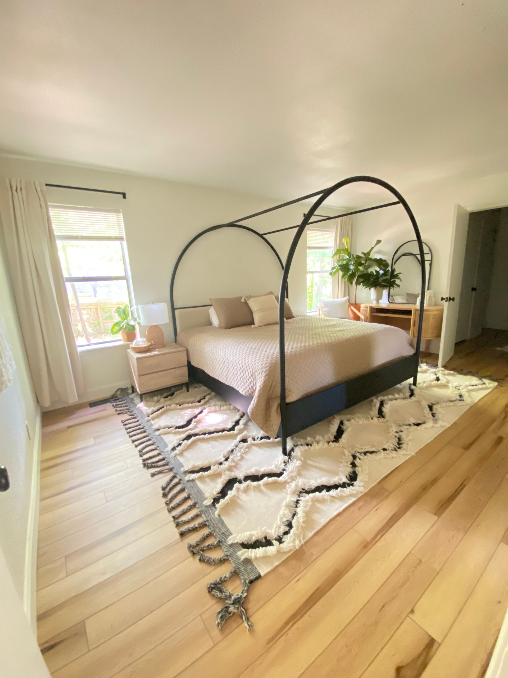 Staged bedroom with full furniture staging. Picture shows the worth of staging and how the house could sell faster if staged.