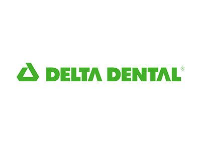 Delta Dental logo in green with a triangle and company name.