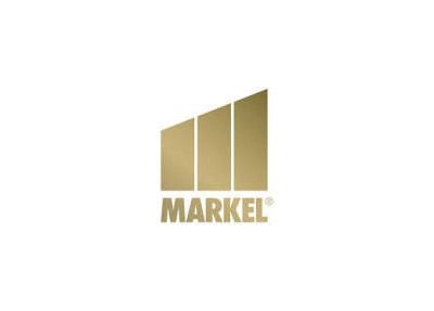 Gold Markel logo with three vertical lines of different heights above the word MARKEL.