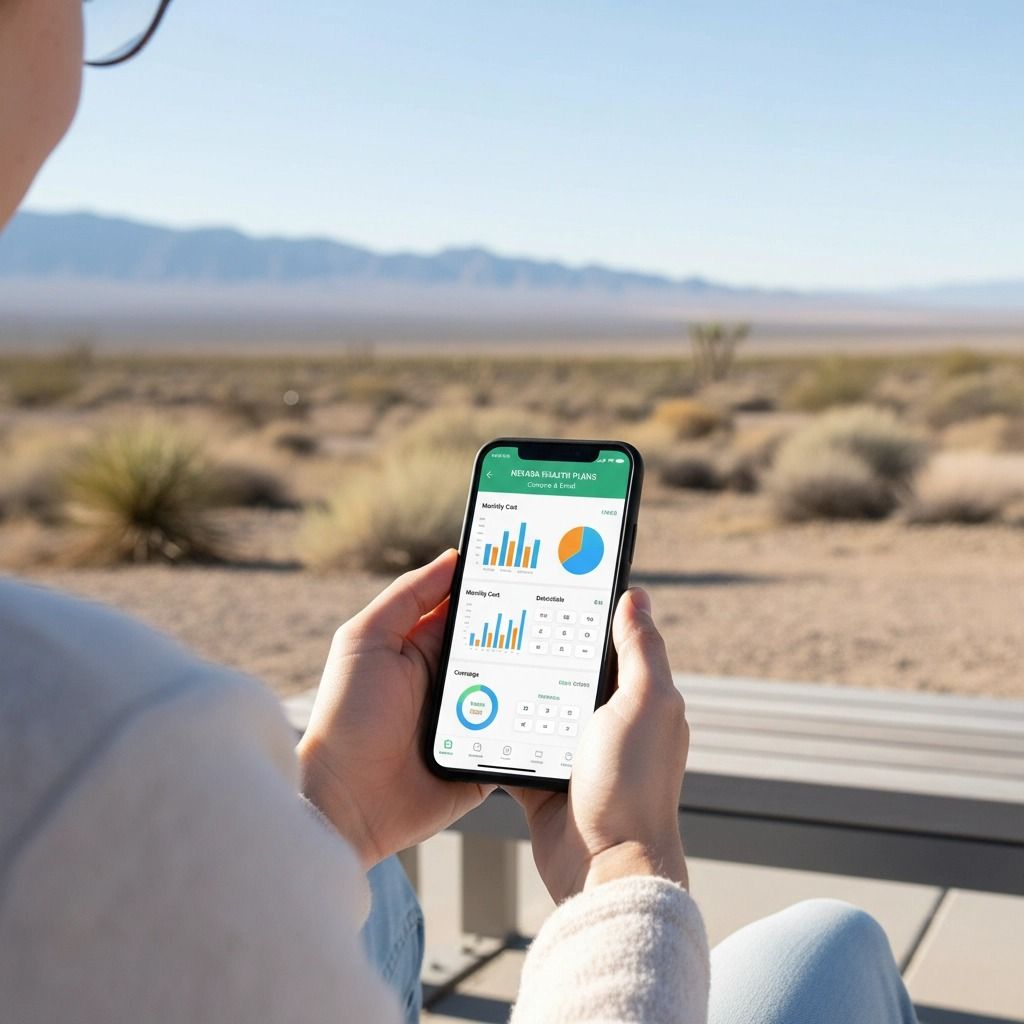 Person holding phone displaying charts outdoors in desert setting.