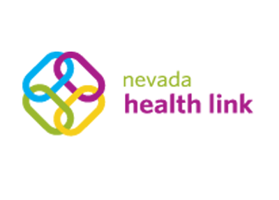 Nevada Health Link logo: Interlocking colored links, text 