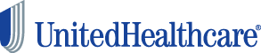UnitedHealthcare logo. A blue design element on the left and the words "UnitedHealthcare" in blue. Registered trademark symbol.