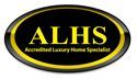 A black and gold logo for alhs , an accredited luxury home specialist.