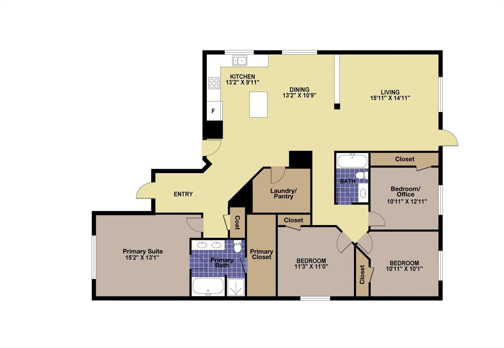 a floor plan of a house with a primary suite