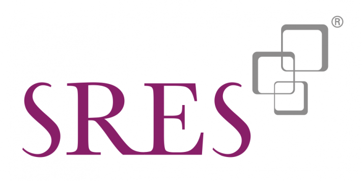 The sres logo is purple and has squares on it