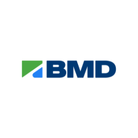 BMD logo with green, blue, and dark blue geometric mark on white background