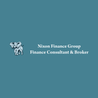 Nixon Finance Group logo on teal background with white text and elephant icon