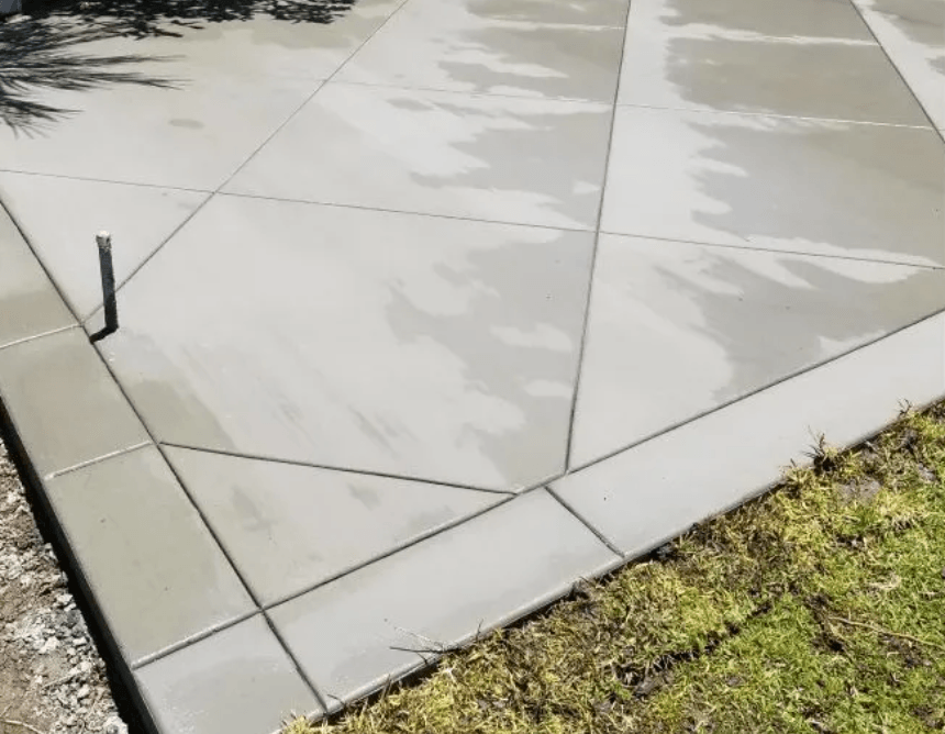 Concrete company stamps a new patio in backyard in fairfield, oh