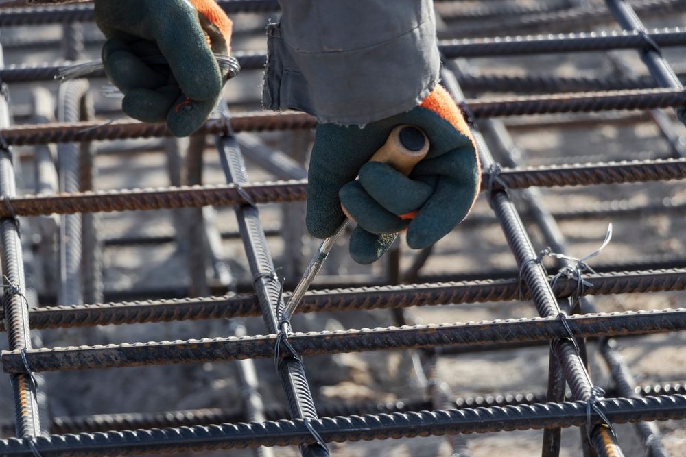 Installing concrete rebar.