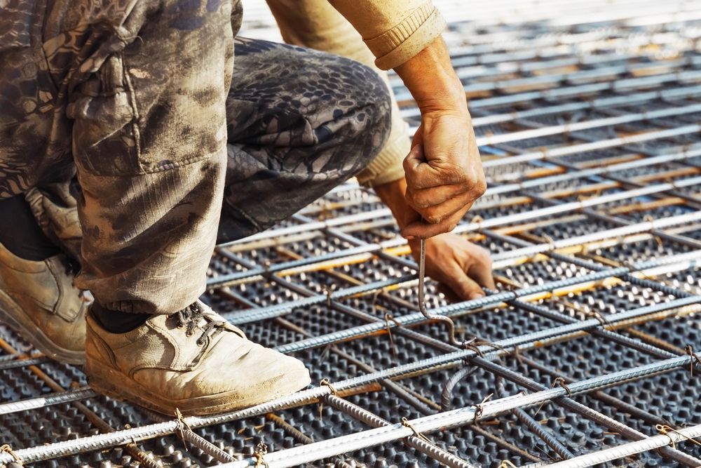 Installing concrete rebar.