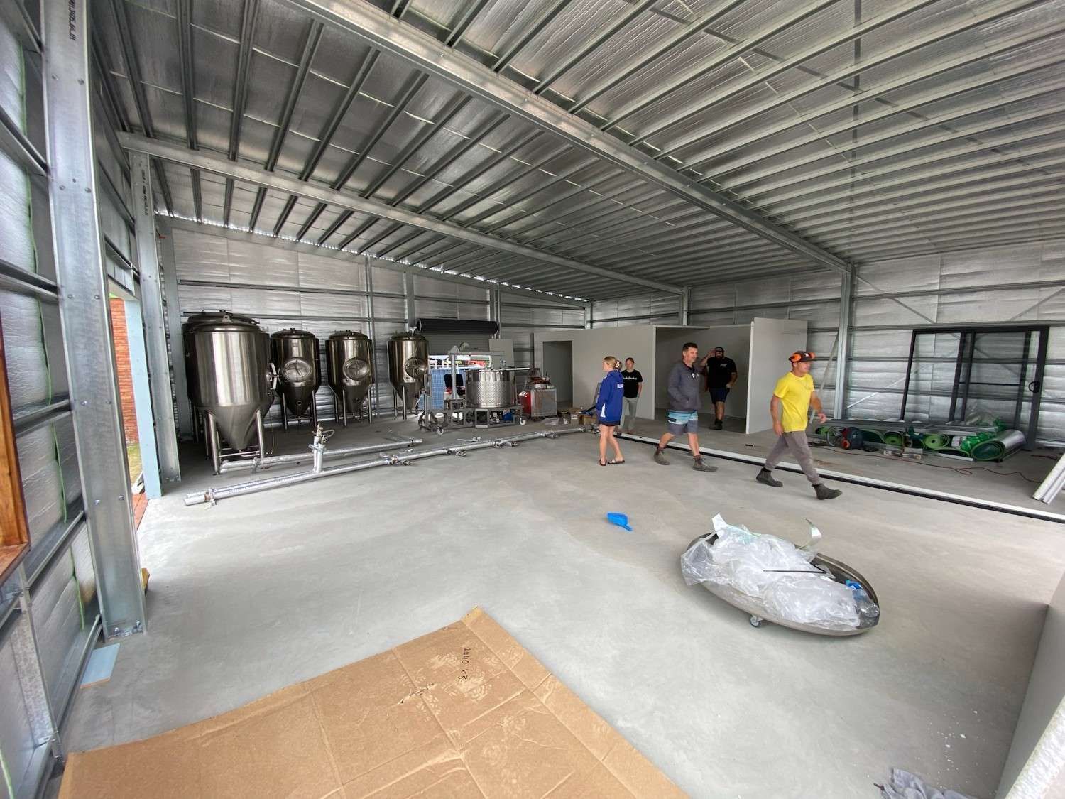 Inside a Brewery Under Construction; Tanks, Equipment — Refrigeration & Air Conditioning in Jewells, NSW
