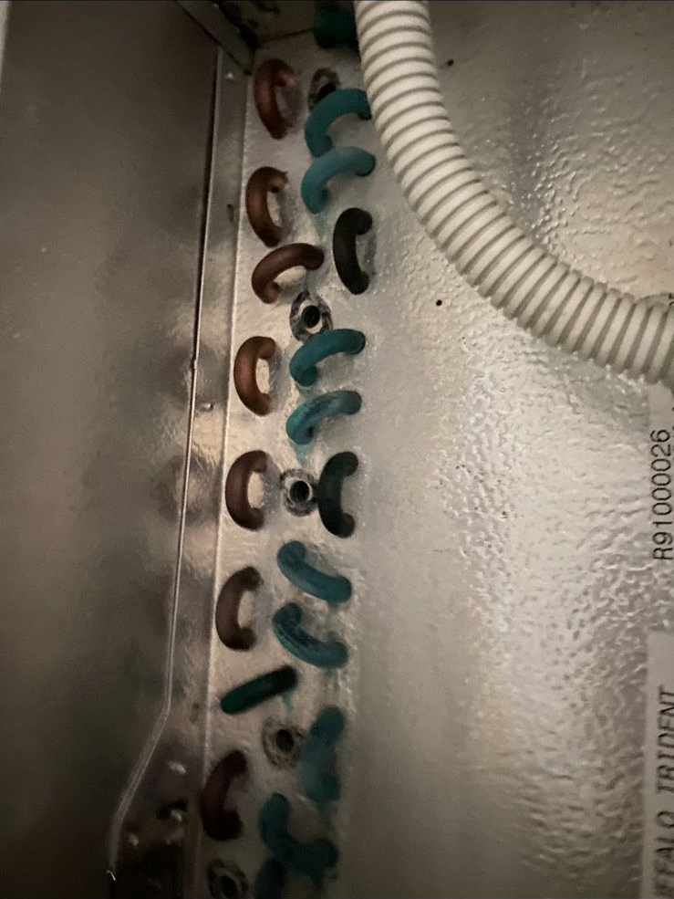 Copper Coils Inside an HVAC Unit with Corrosion – Refrigeration & Air Conditioning in Port Stephens, NSW