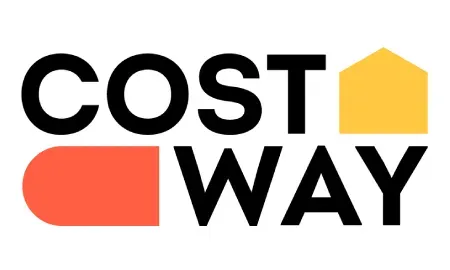 A logo for cost way with a house in the middle.